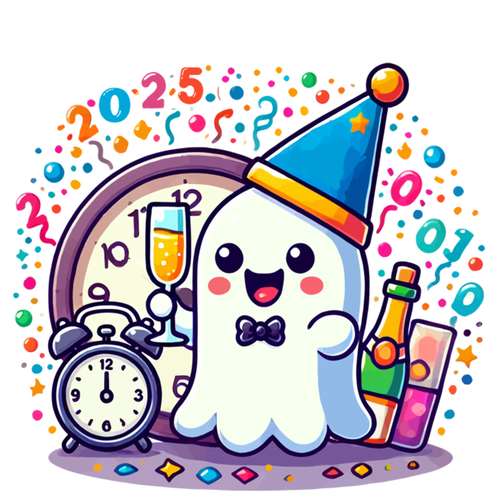 Cute Ghost Happy New Year 2025 New YearS Eve Party Costume Gift Button