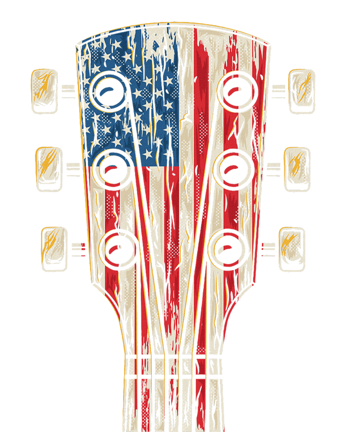 American Flag Guitar 4th Of July Guitarist Usa Country Music T-Shirt