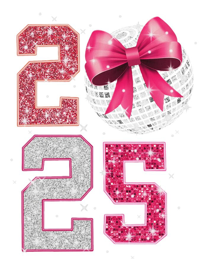 Happy New Year 2025 Disco Ball Coquette Bow Family T-Shirt