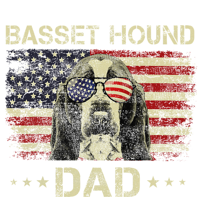 Basset Hound Dad Dog Lovers American Flag 4th Of July T-Shirt