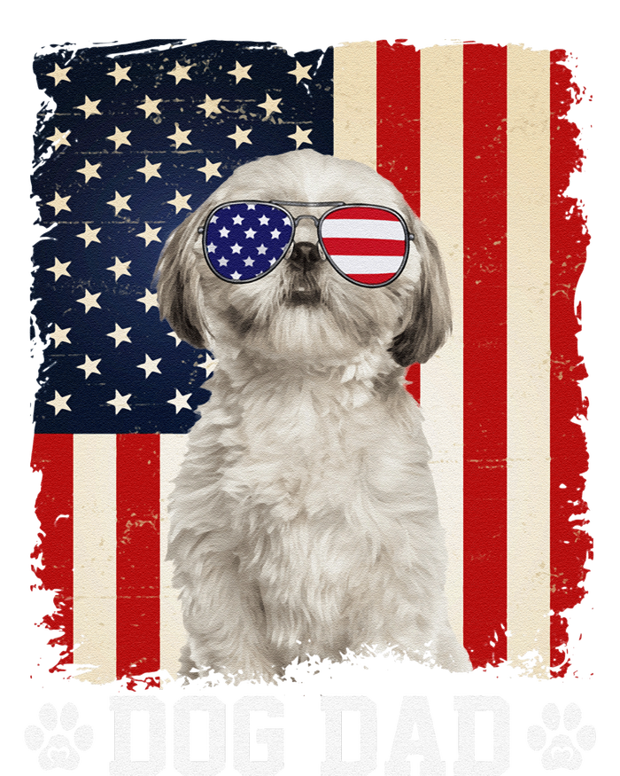 Cool Shih Tzu Dog Dad American Flag FatherS Day T-Shirt