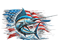 Fishing Marlin Swordfish Fish 4th Of July American Flag Usa Long Sleeve Shirt