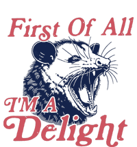 First Of All IM A Delight Funny Women Cute Raccoon Cropped Pullover Crew