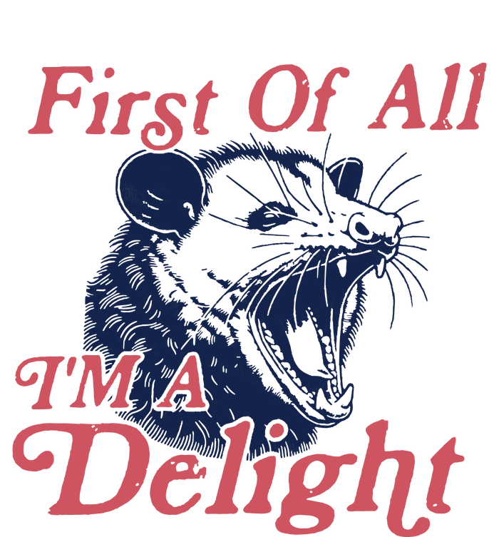 First Of All IM A Delight Funny Women Cute Raccoon Cropped Pullover Crew