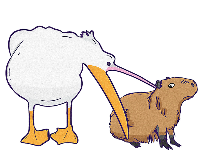 Pelican Tries To Eat Capybara Funny Cute Kawaii Meme T-Shirt