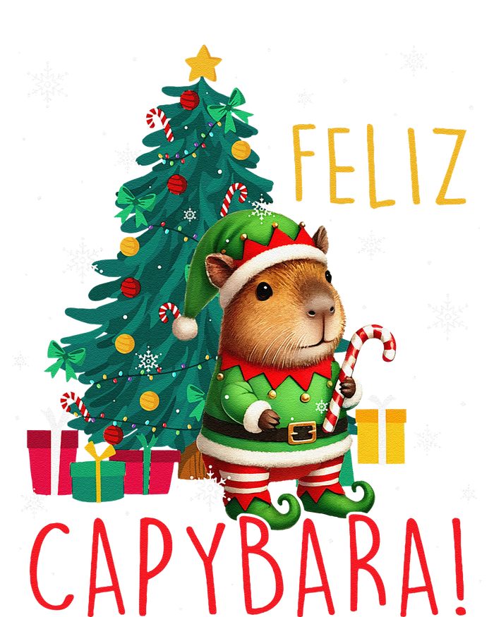 Feliz Capybara Elf Xmas Christmas Tree Checkered Candy Cane T-Shirt