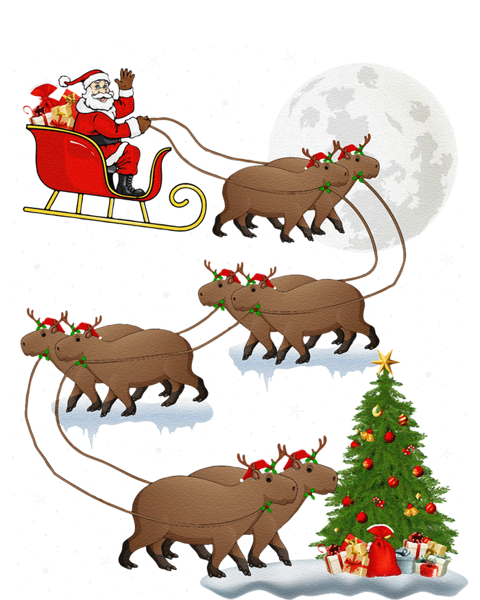 Funny Xmas Lighting Tree Santa Riding Capybara Christmas T-Shirt