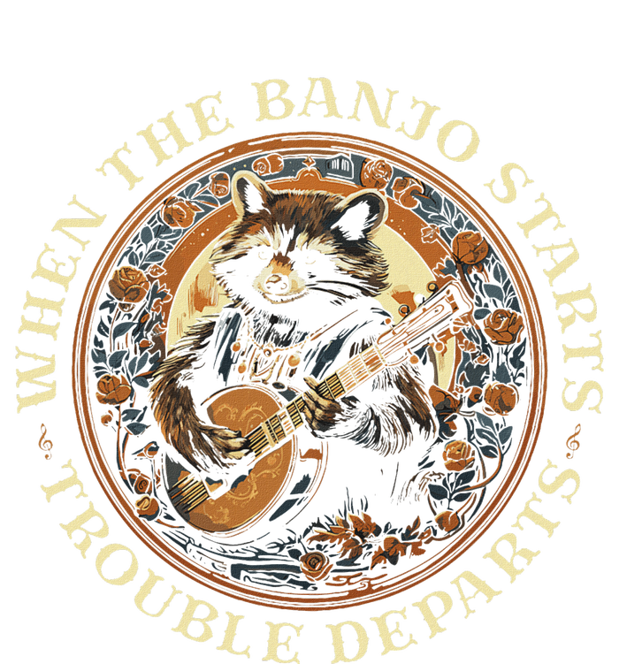 Bluegrass Banjo Raccoon Trouble Departs Bluegrass Music T-Shirt