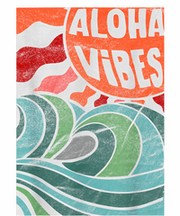 Aloha Vibes Hawaii Sunset Waves Flexfit Unipanel Trucker Cap