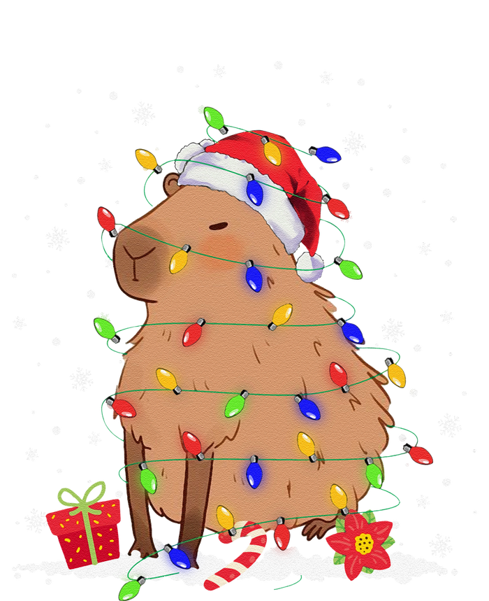 Capybara Christmas Tree Lights Santa Hat Funny Xmas 2023 T-Shirt