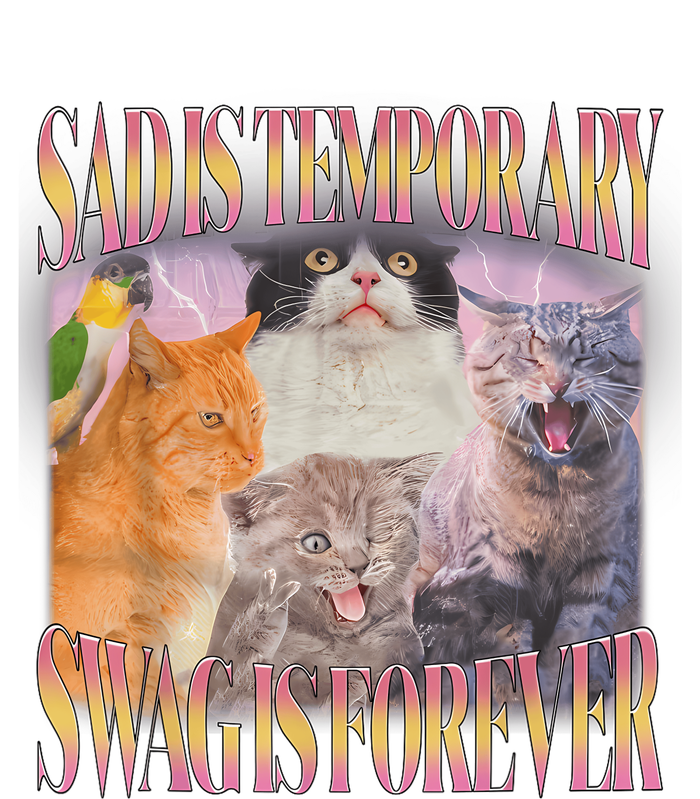 Sad Is Temporary Swag Is Forever Funny Silly Cat Meme Knit Cap Winter Beanie