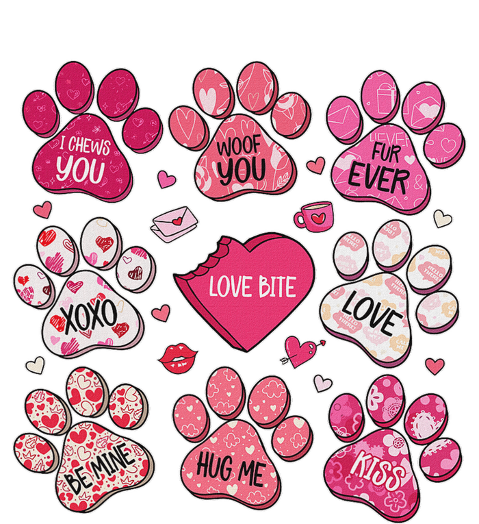 Coquette Bow Dog Paw Print Heart Valentine T-Shirt