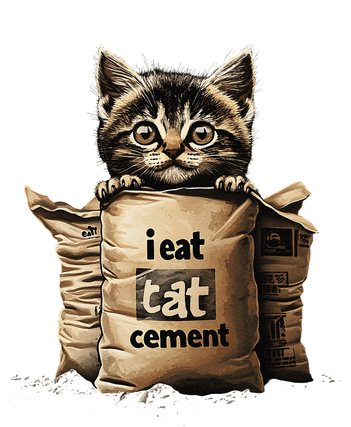 I Eat Cement Funny Meme Cat Button