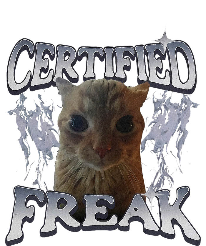 Funny Cat Meme Certified Freak Eat Cement Cursed Cat Button