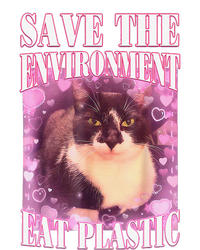 Save The Environment Eat Plastic Funny Cute Cat Meme T-Shirt