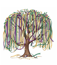 Mardi Gras Tree Beads New Orleans 2025 Festival Bead Tree Women's Long Sleeve Flannel Pajama Set 