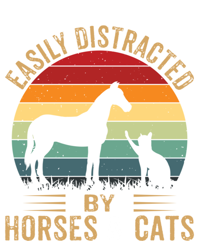 Easily Distracted By Horse And Cats Great Gift Horse Riding Gift T-Shirt