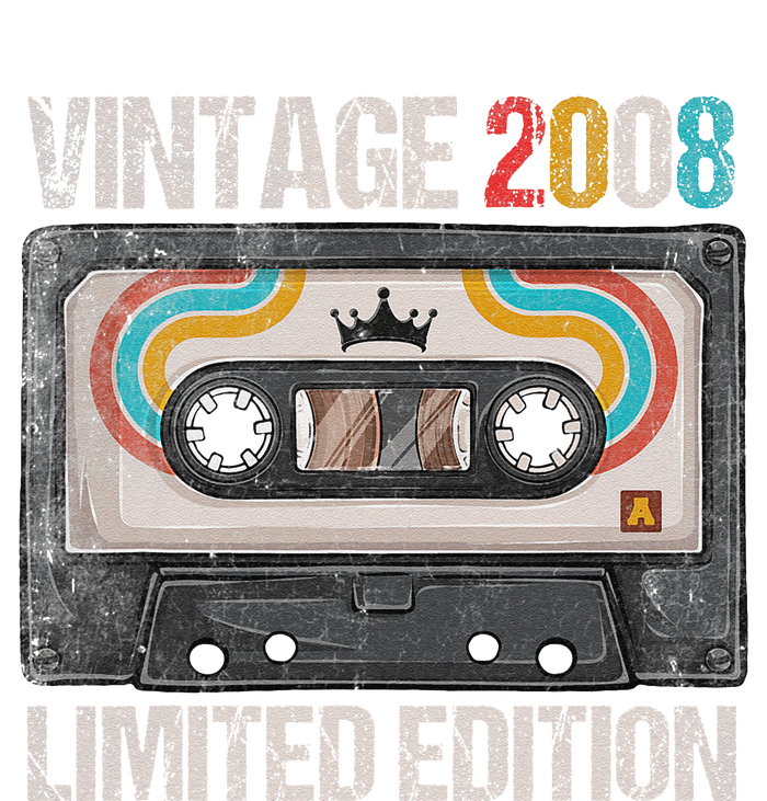 Vintage 2008 Funny 17th Birthday Cassette Tape 17 Years Old Cooling Performance Long Sleeve Crew