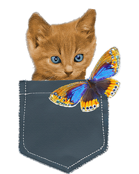 Funny Cat Cat In Pocket Looking At A Butterfly T-Shirt