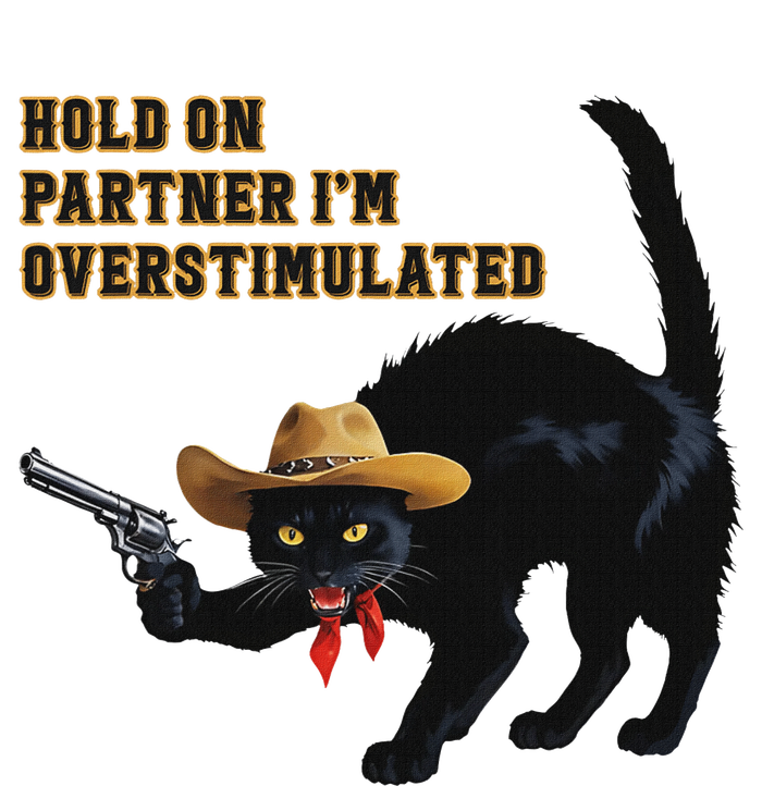 Hold On Partner IM Overstimulated Black Cat T-Shirt