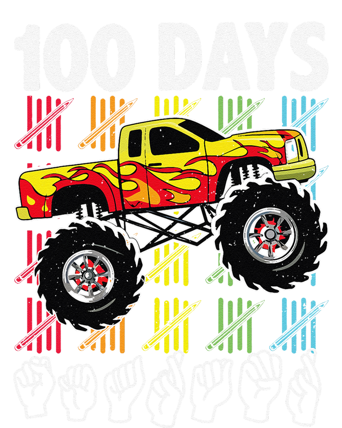 Asl 100 Days Of School Monster Truck 100 Days Smarter Deaf T-Shirt