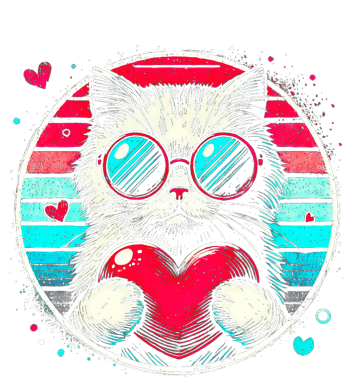 Retro Cat Heart Glasses Cute Heart Cat ValentineS Day Cool Gift T-Shirt