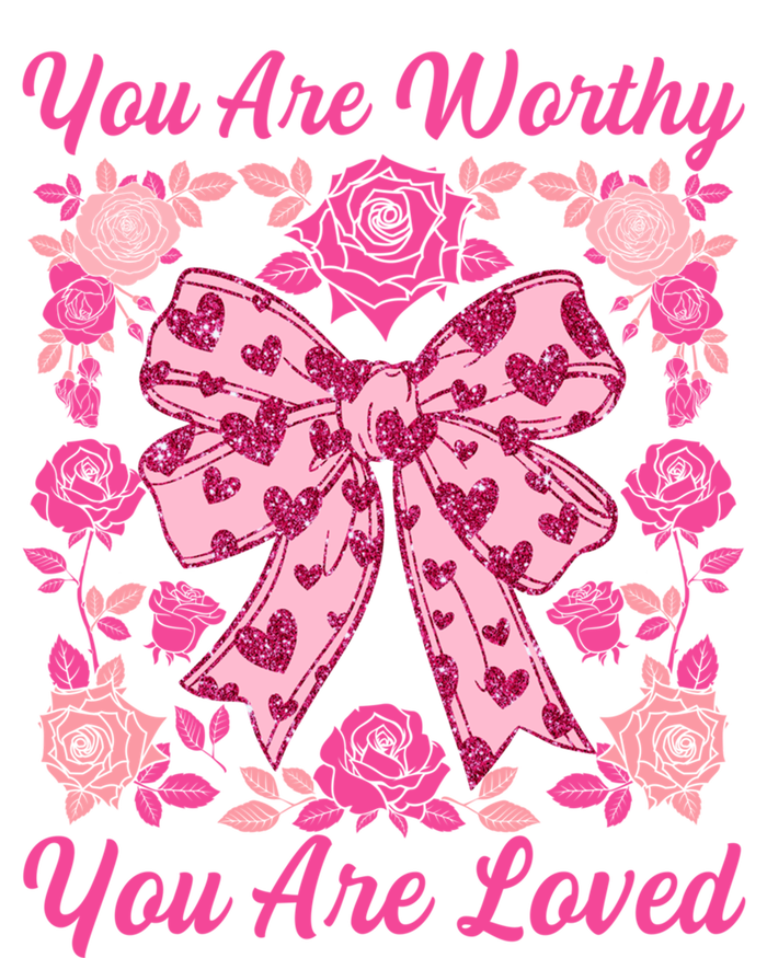 You Are Worthy Loved Boho ValentineS Day Heart Coquette Bow Cute Gift Kids Sweatshirt