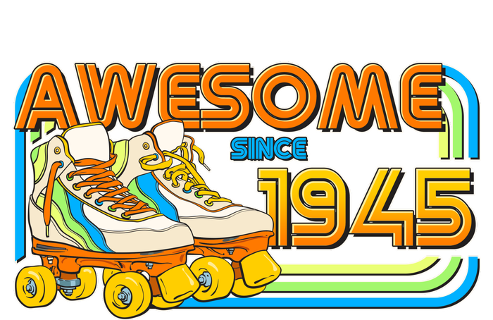 Retro Roller Skates Awesome Since 1945 80th Birthday T-Shirt