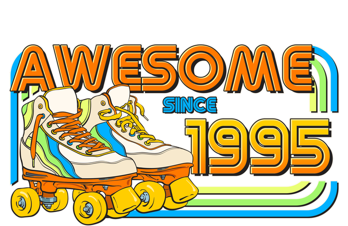 Retro Roller Skates Awesome Since 1995 30th Birthday Coaster