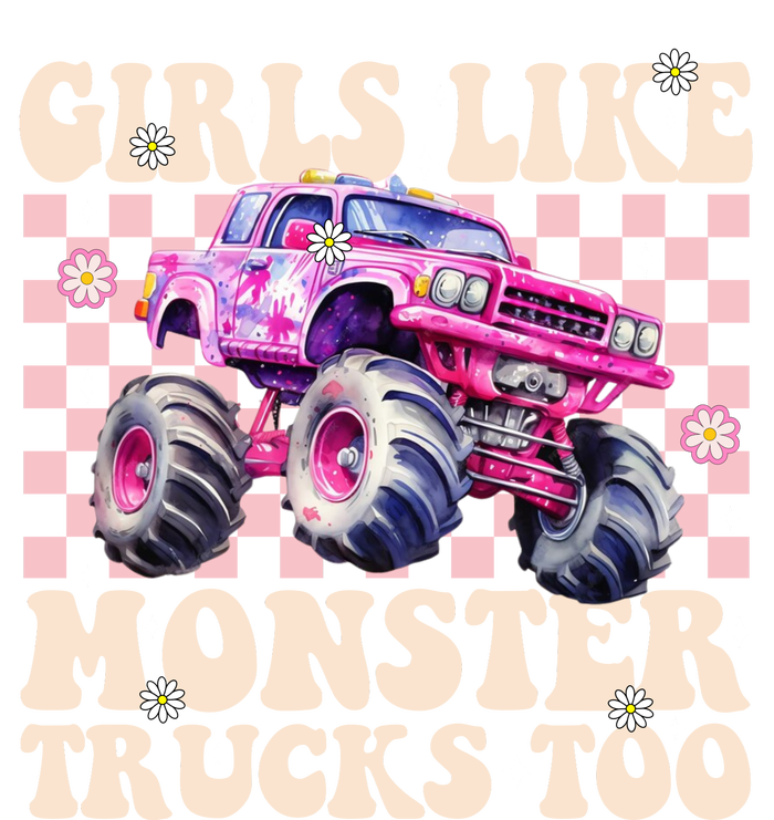 Girls Like Monster Trucks Too Women's Long Sleeve Flannel Pajama Set 