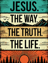 Jesus Is King The Way The Truth The Life Christian Bible Verse John 14:6 Front And Back 7 Panel Mesh Trucker Snapback Hat