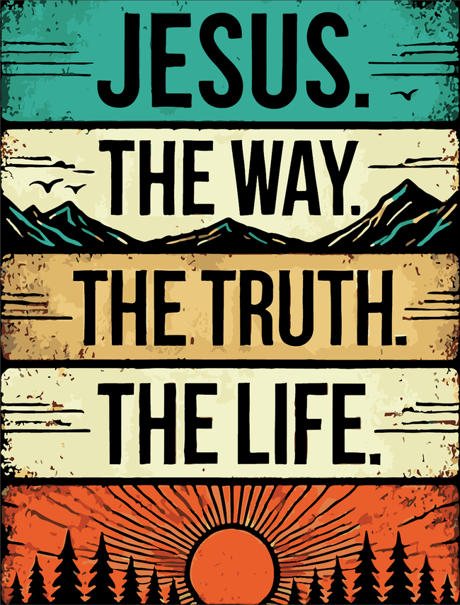 Jesus Is King The Way The Truth The Life Christian Bible Verse John 14:6 Front And Back 7 Panel Mesh Trucker Snapback Hat