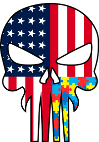 Autism Awareness American Skull T-Shirt