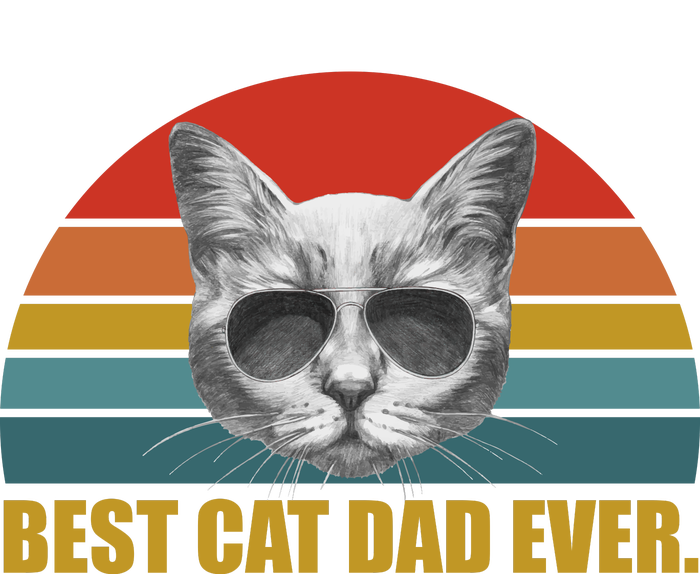 Best Cat Dad Ever Retro Sunset Striped Beanie with Solid Band