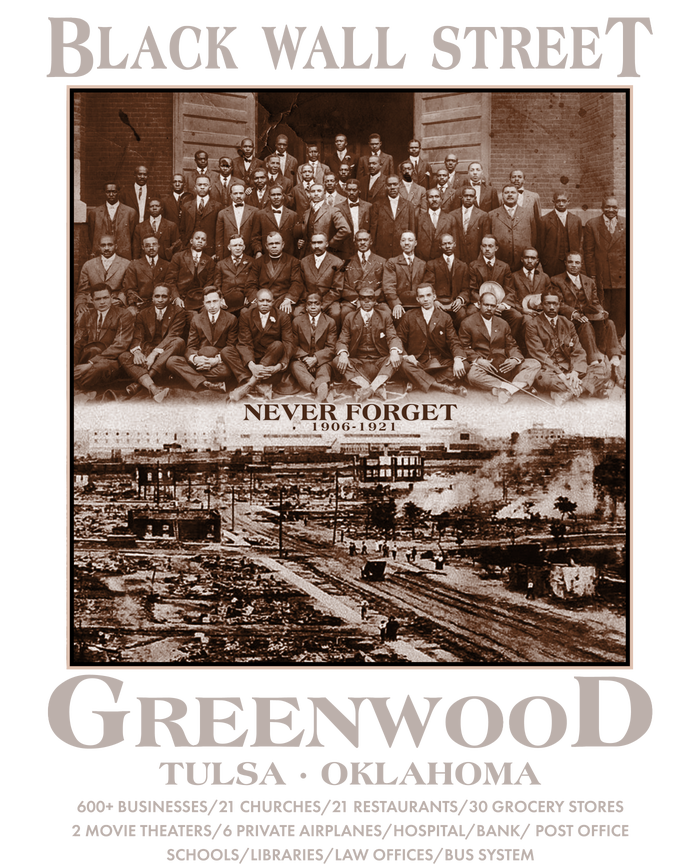 Black Wall Street Never Forget Greenwood Tulsa Oklahoma Tall T-Shirt