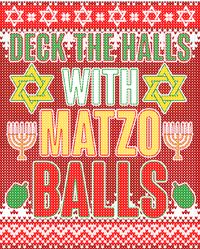 Hanukkah Deck the Halls with Matzo Balls Ugly Hooded Wearable Blanket