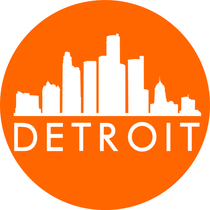 Detroit Simple Orange Logo Front And Back Flatbill Hat