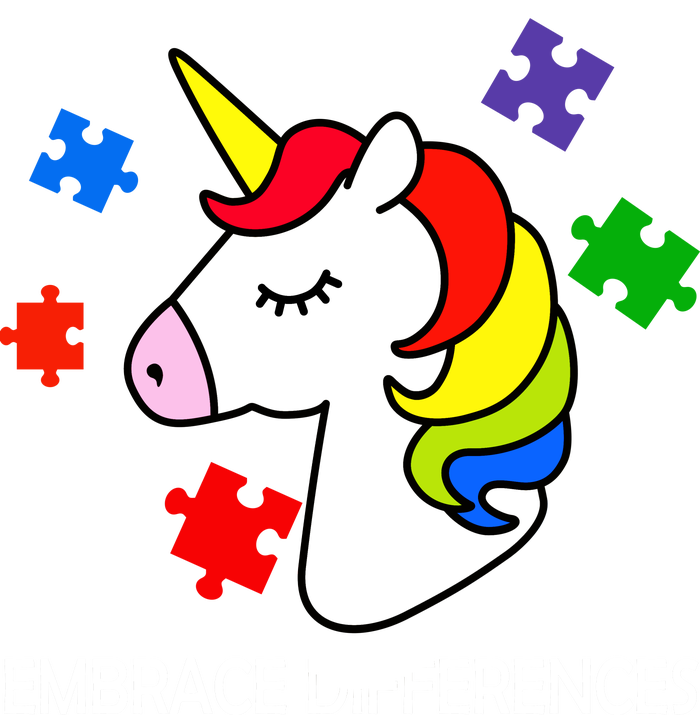 Unicorn Embrace The Differences Autism Flexfit Unipanel Trucker Cap