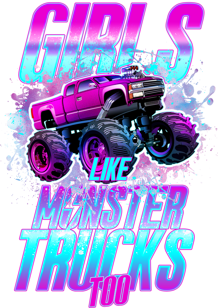 Girls Like Monster Trucks Too Kids T-Shirt