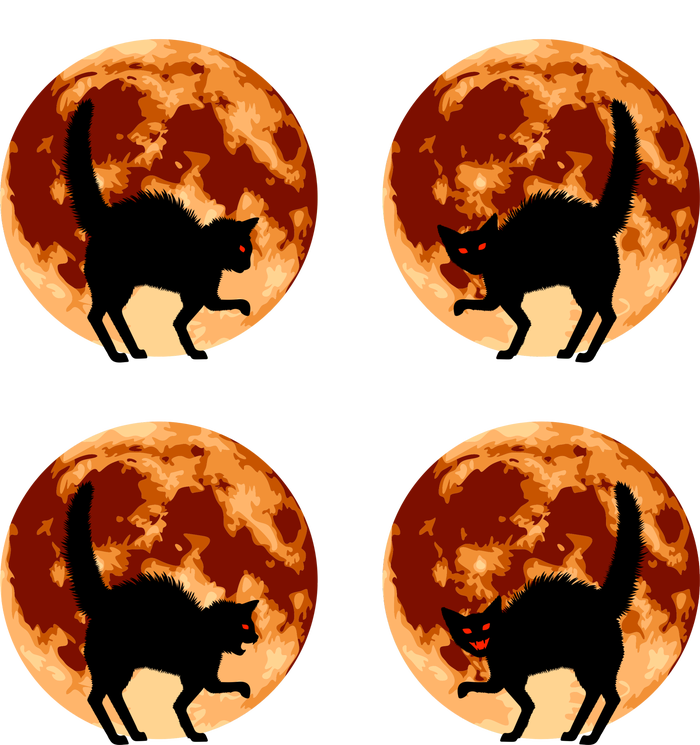 Halloween Cat with Full Moon Phases Toddler Long Sleeve Shirt