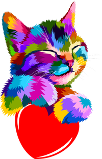 Colorful Cat Full Of Love Kitten Lovers  Button