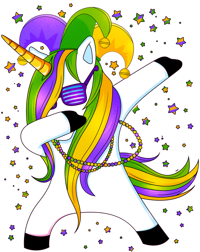 Mardi Gras Dabbing Unicorn T-Shirt