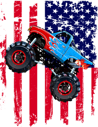 American Monster Truck Flag Long Sleeve Shirt