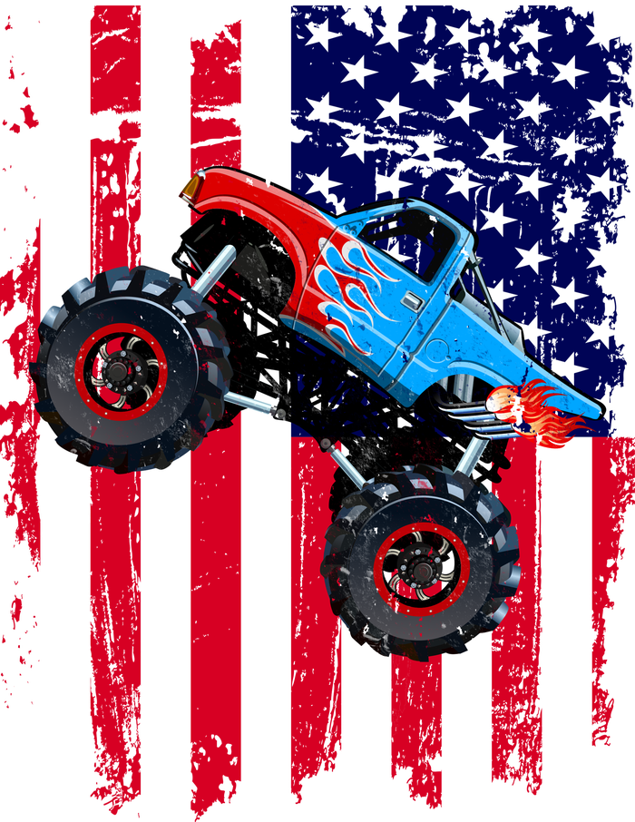 American Monster Truck Flag Long Sleeve Shirt