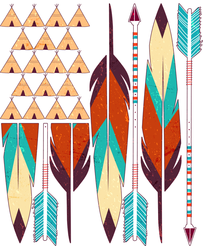 Native American Flag Feathers and Arrows Button