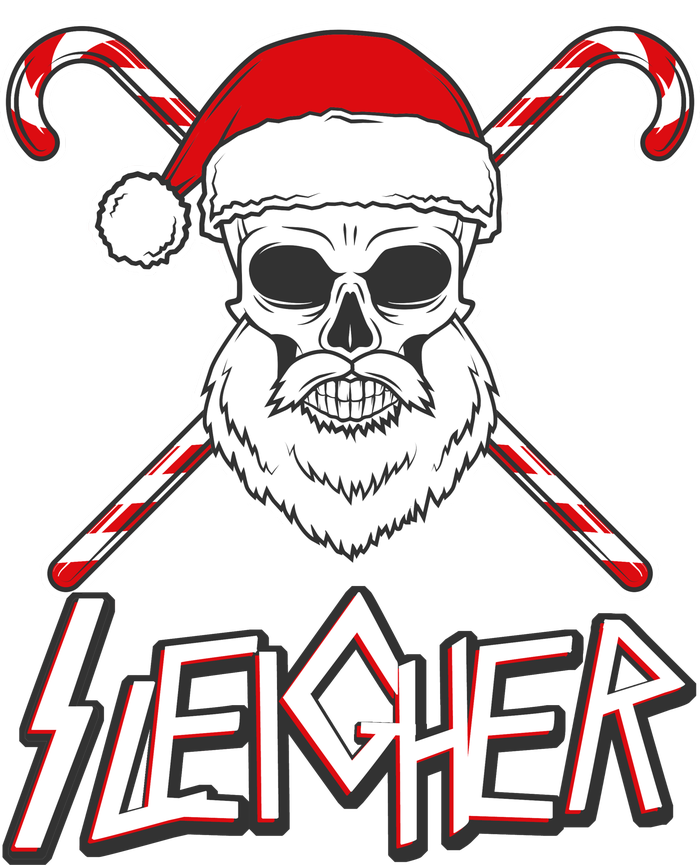 Sleigher Santa Candy Cane Skull Insulated Varsity Jacket