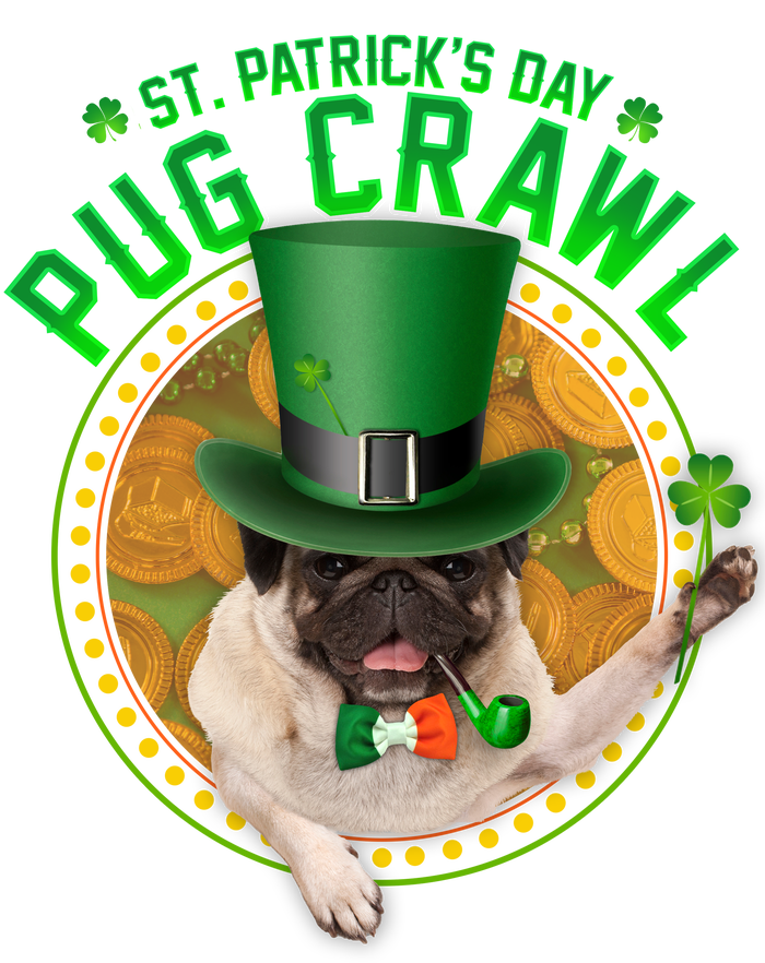 St. Patrick's Day Pug Crawl Funny Irish Pug Women's V-Neck T-Shirt