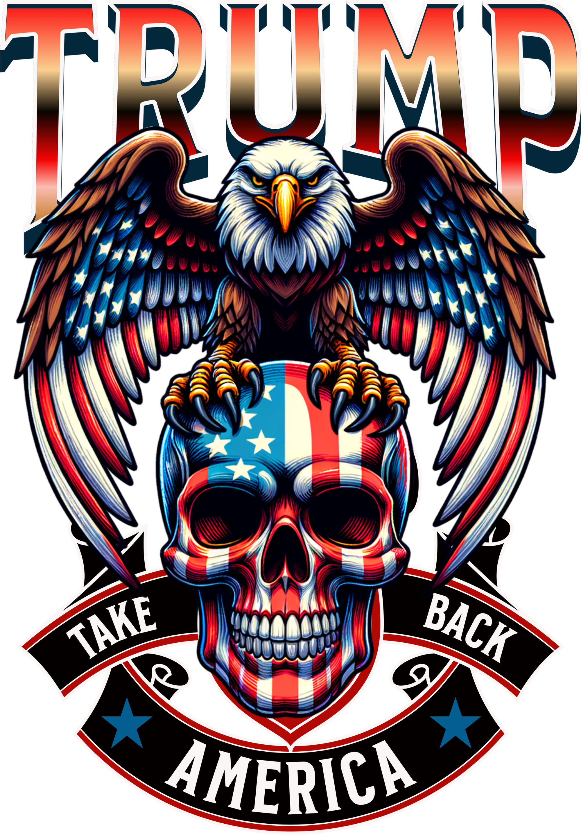 Trump Usa Skull Eagle Front And Back Logo T-Shirt