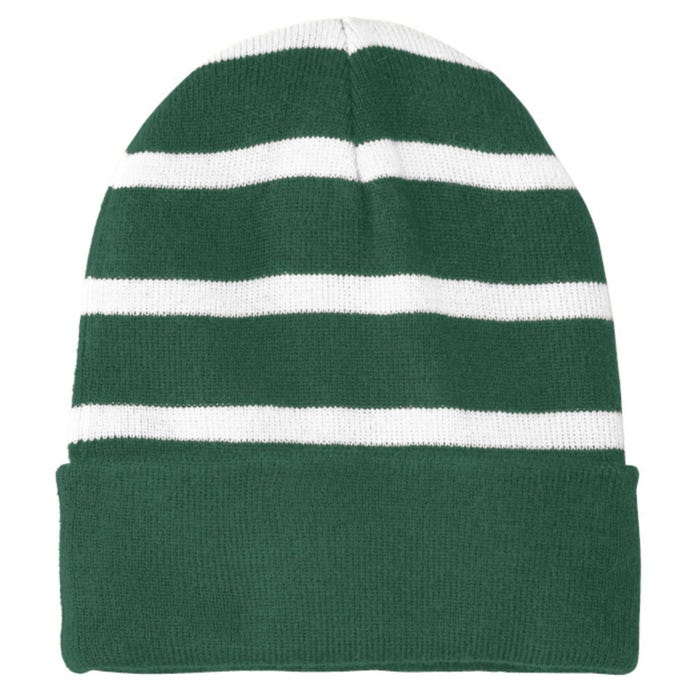 Funny Leprechaun Tattoo Striped Beanie with Solid Band