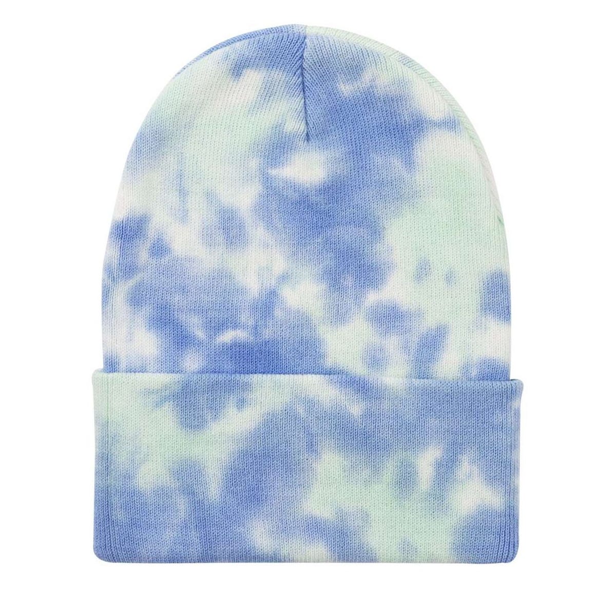 Breast Cancer Awareness Peace Love Cure Tie Dye 12" Knit Beanie